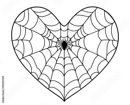 spider web in heart shape, unique black and white concept