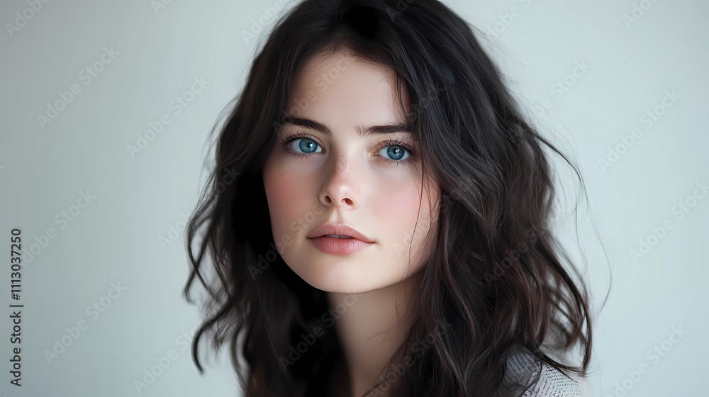 Bold and Beautiful: Standing Brunette with a Soft Gaze Bold and Beautiful: Standing Brunette with a Soft Gaze
