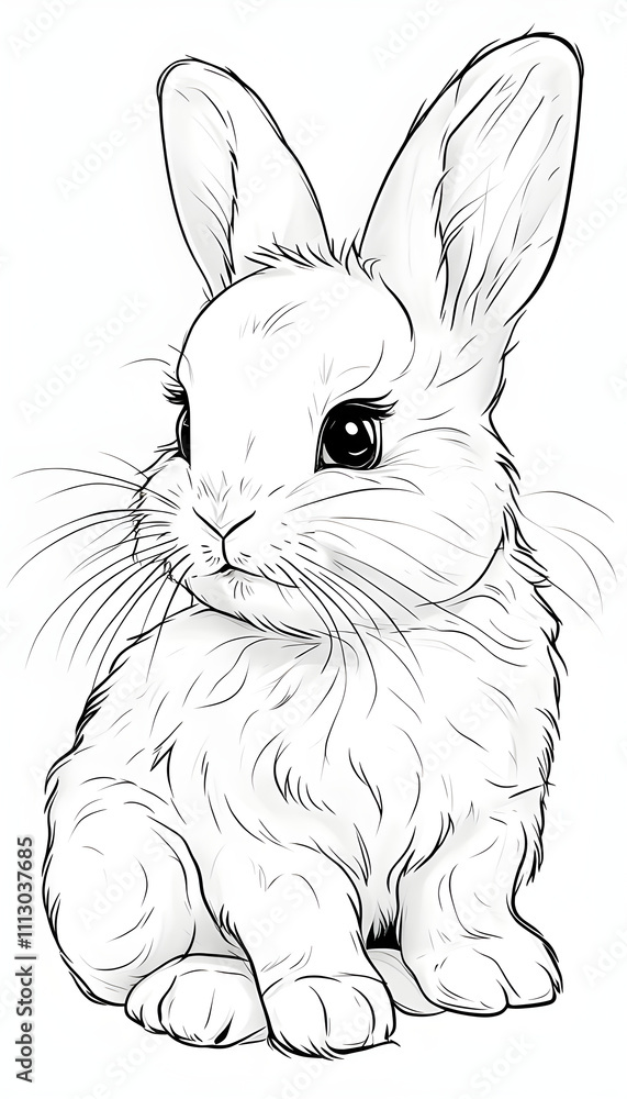 Fototapeta premium Cartoon Bunny Coloring Page Illustration