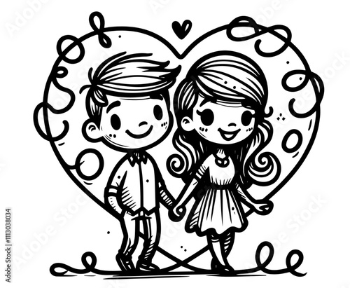 Valentine's Day couple design with heart – elegant black vector