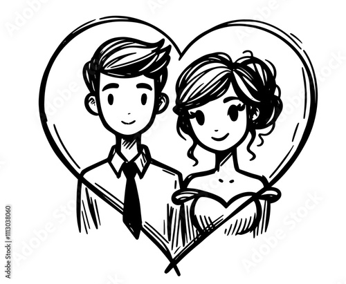 Valentine's Day couple design with heart – elegant black vector