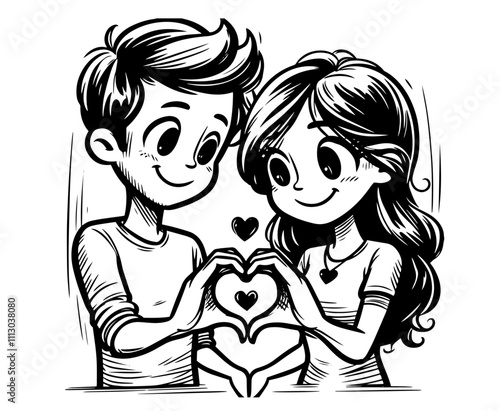 Charming couple embracing Valentine's love – artistic black vector