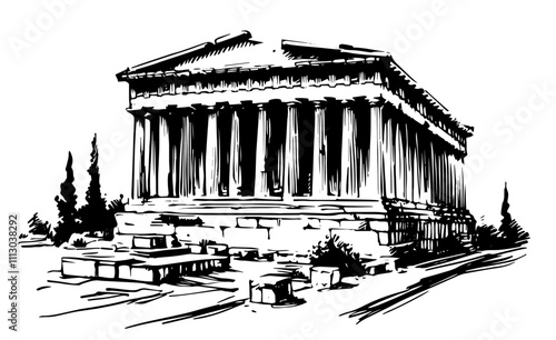  ancient greek temple illustrations