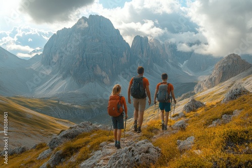 Family hiking in the dolomites, exploring the tre cime di lavaredo