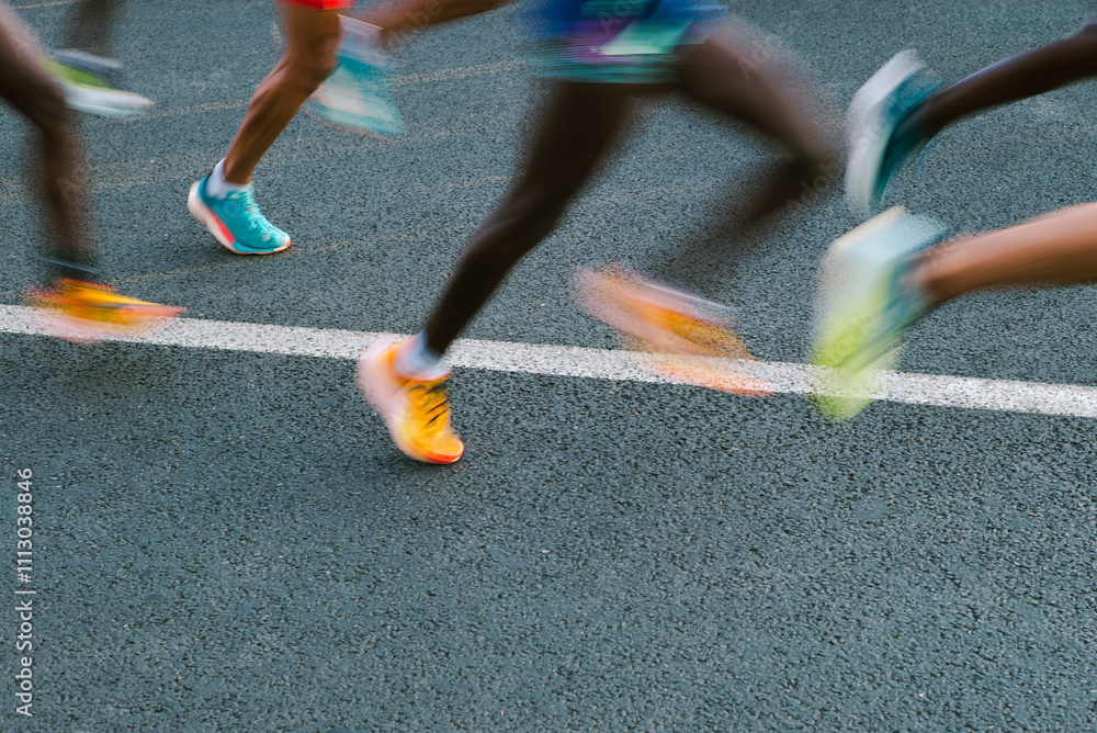 custom made wallpaper toronto digitalRunners' legs blurred in motion during a city marathon