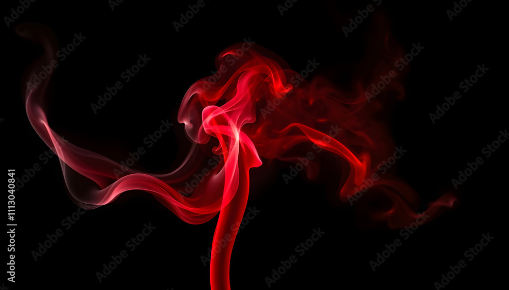 Fototapeta premium Artificial magic smoke in red light on black background isolated with white highlights, png