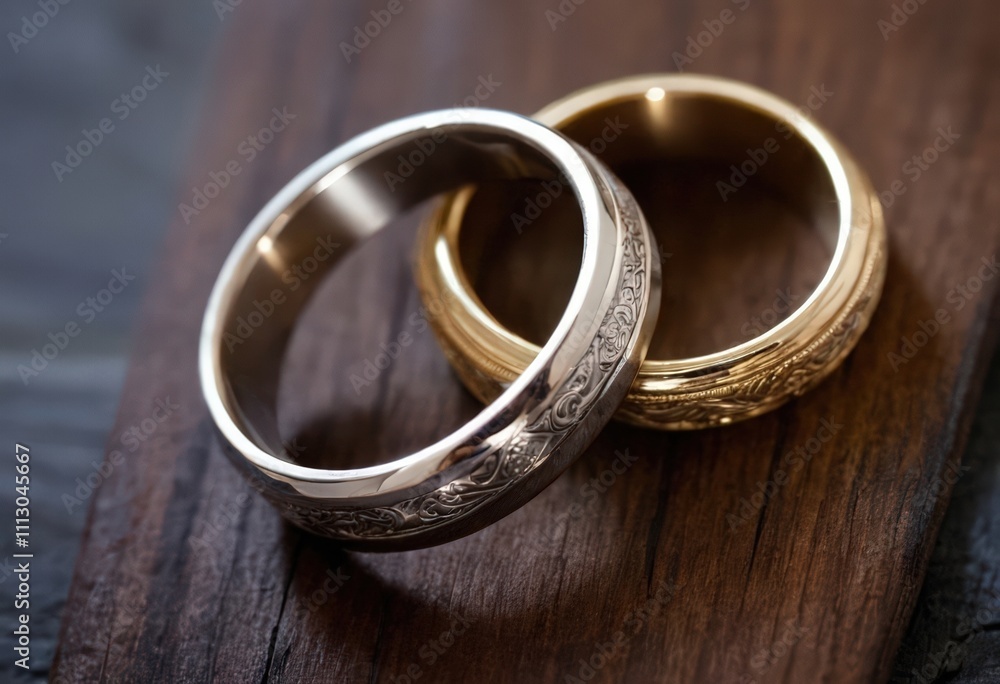 wedding rings on a table wedding rings on a table