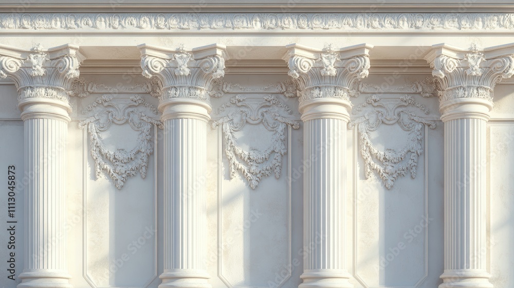 Obraz premium Ornate architectural columns with intricate detailing and classical design.