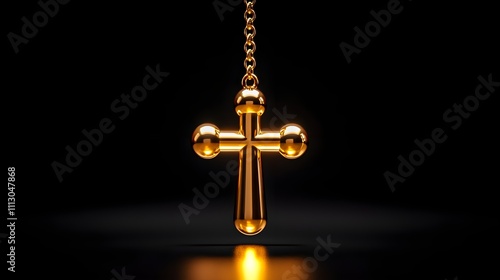 Wallpaper Mural Golden metallic cross suspended against deep black, radiating elegance, minimalist style with focus on refined reflections, symbolic simplicity Torontodigital.ca