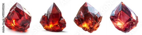 Stunning Collection of Red Crystals Glowing with Inner Light  Precious Gemstones Displayed on White Background