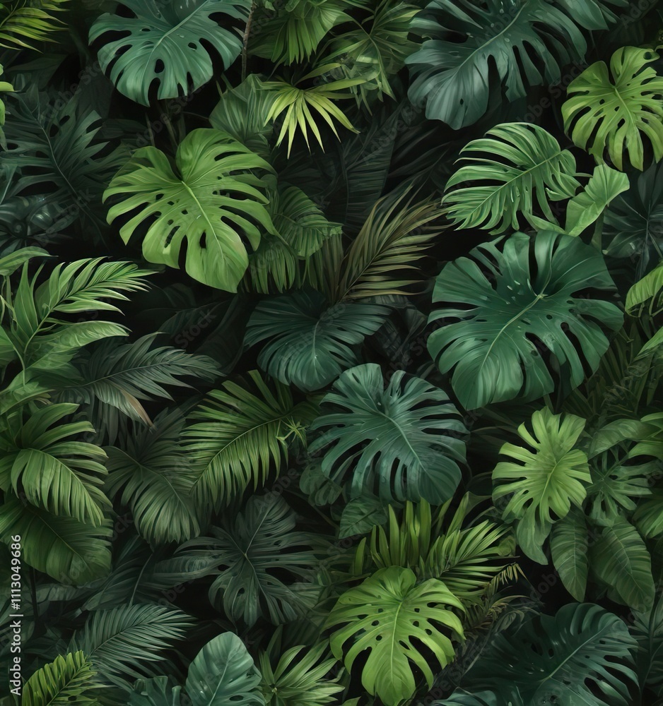 Botanical seamless pattern with tropical plants and leaves, nature, tropical, seamless Botanical seamless pattern with tropical plants and leaves, nature, tropical, seamless