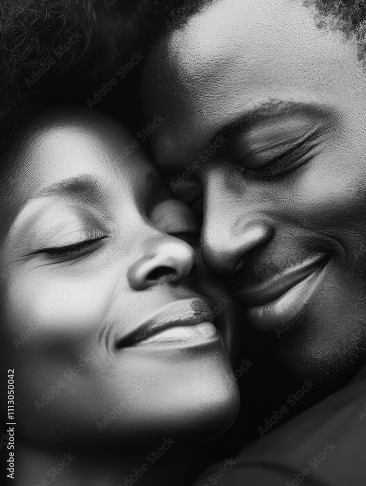 Embrace of Love - Intimate Black and White Couple Embrace of Love - Intimate Black and White Couple
