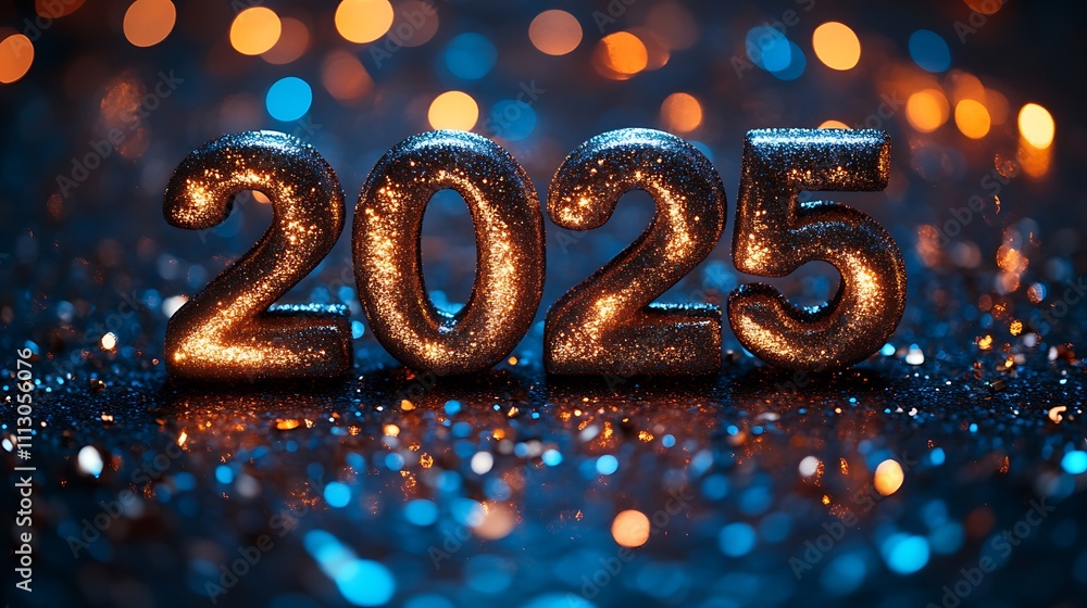 Shimmering lights illuminating the vibrant new year 2025 image Shimmering lights illuminating the vibrant new year 2025 image