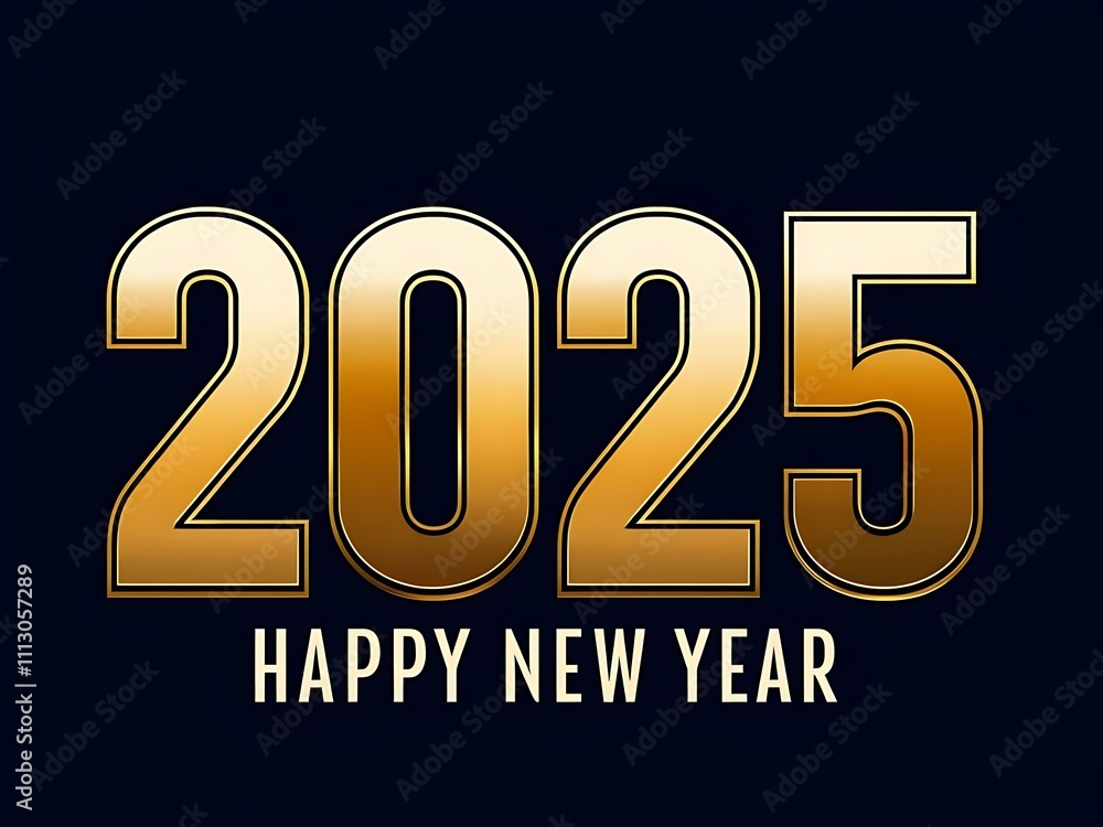 elegant 2025 New Year's greeting card with gold metallic finish elegant 2025 New Year's greeting card with gold metallic finish