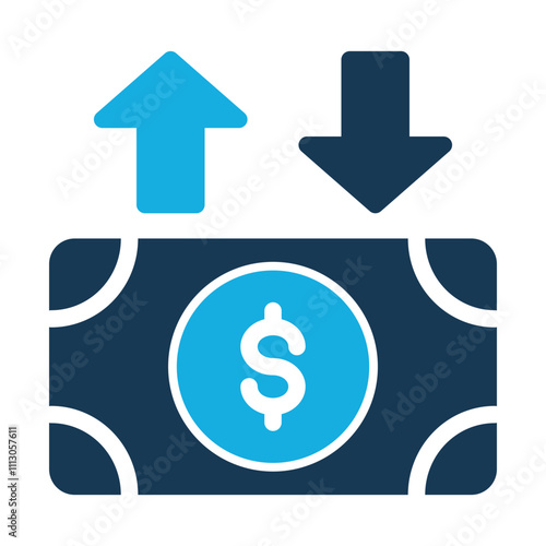 Exchange icon. Money transaction sign. Drop shadow exchange arrows silhouette symbol. Currency exchange. Money transfer symbol. Exchange rate logo concept. Vector isolated illustration