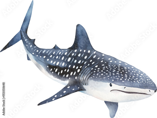 Watercolor painting of a Whale Shark, watercolor illustration, perfect for children's design