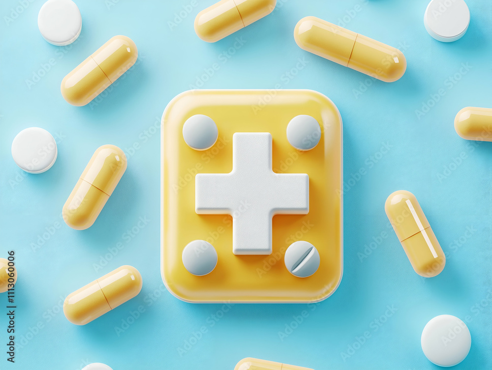 A vibrant display of assorted pills and a medication icon, symbolizing health and wellness. A vibrant display of assorted pills and a medication icon, symbolizing health and wellness.