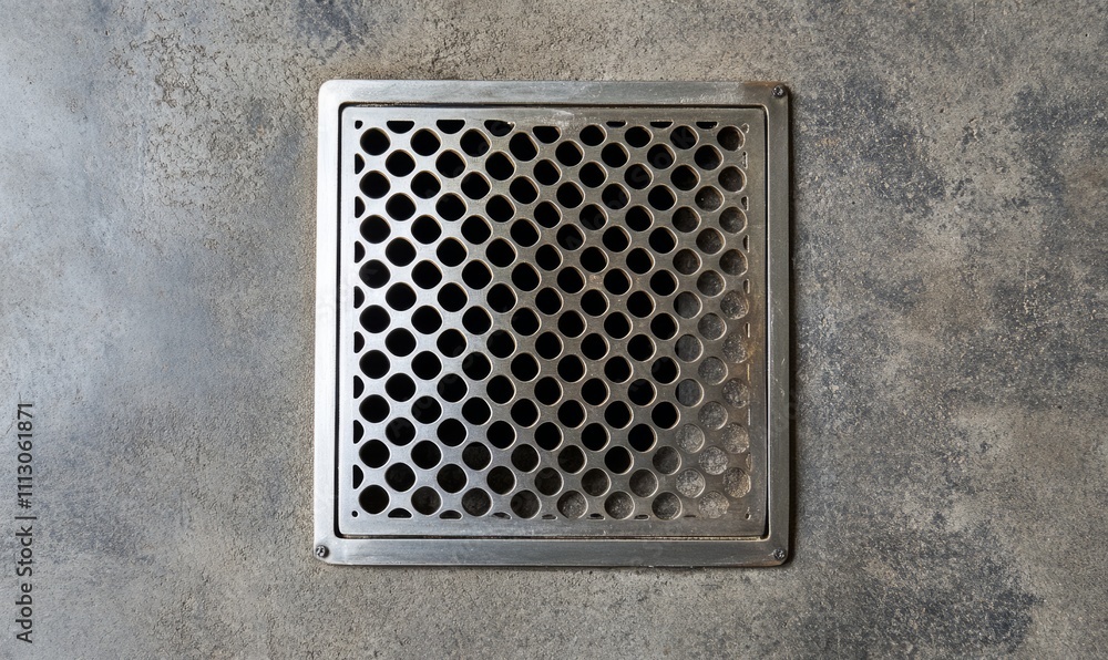 An overhead image of a square stainless steel air vent featuring a honeycomb pattern for maximum air circulation. An overhead image of a square stainless steel air vent featuring a honeycomb pattern for maximum air circulation.
