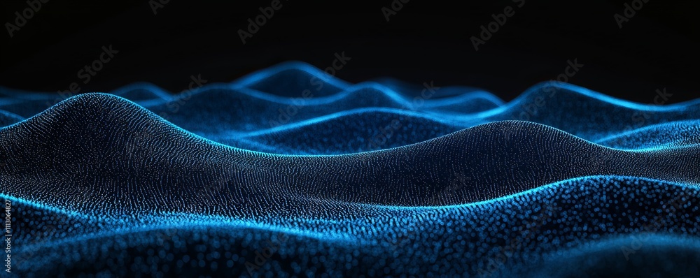 Dark grainy background, glowing blue abstract noise texture shape on black banner poster header backdrop, copy space Dark grainy background, glowing blue abstract noise texture shape on black banner poster header backdrop, copy space