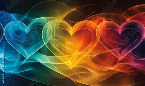 Abstract electromagnetic spectrum diagram with heart-shaped forms