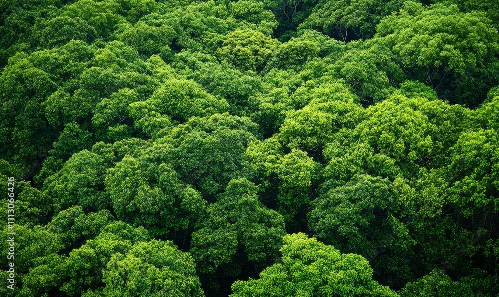 Aerial view of a dense, vibrant green forest canopy, rich with foliage. Aerial view of a dense, vibrant green forest canopy, rich with foliage.