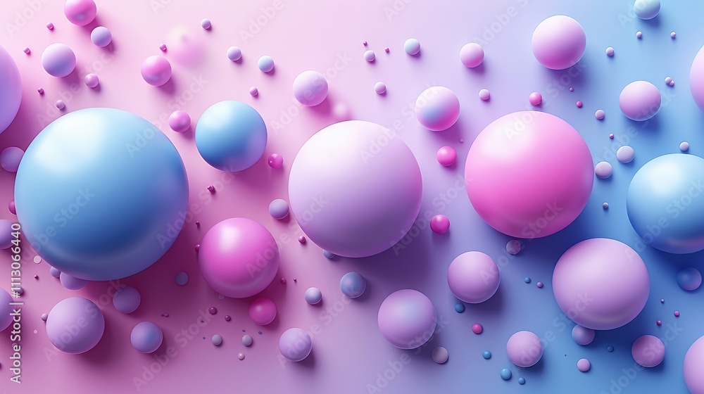Pastel-colored spheres scattered on a gradient background. Pastel-colored spheres scattered on a gradient background.