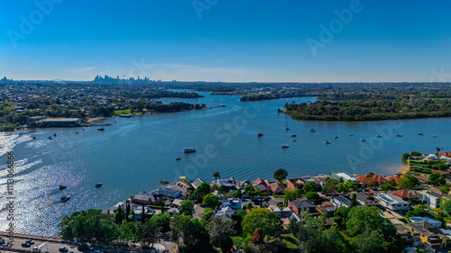 Photography Panorama Aerial view above Rhodes with views to Meadowbank and Olympic park and