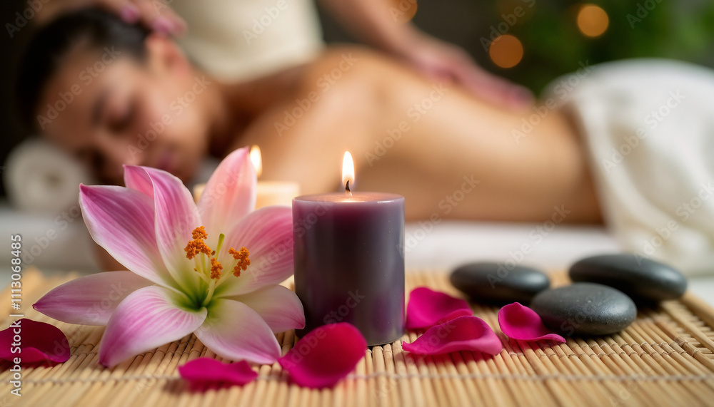 A serene spa setting featuring a tranquil massage scene with candles and petals. The ambiance speaks of relaxation, comfort, and luxury, perfect for rejuvenating the body and calming the mind.
A serene spa setting featuring a tranquil massage scene with candles and petals. The ambiance speaks of relaxation, comfort, and luxury, perfect for rejuvenating the body and calming the mind.