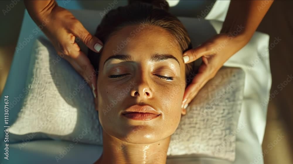 Relaxing facial and a gentle massage in a tranquil spa setting. Expert hands provide care to rejuvenate and refresh the skin Relaxing facial and a gentle massage in a tranquil spa setting. Expert hands provide care to rejuvenate and refresh the skin