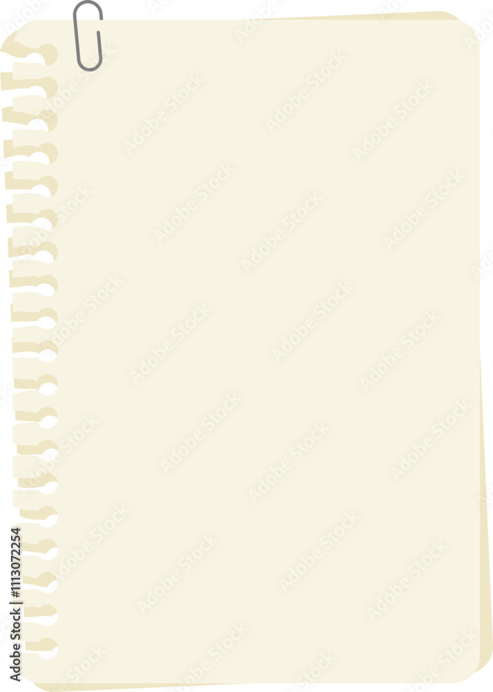 Fototapeta premium Blank notebook paper with paper clip