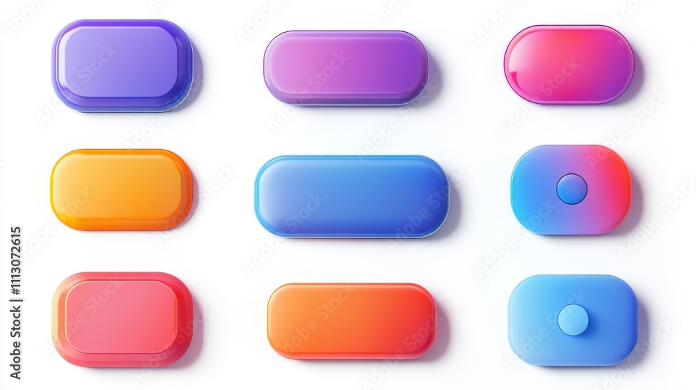 Colorful Glossy Rectangular Buttons Design Collection Colorful Glossy Rectangular Buttons Design Collection