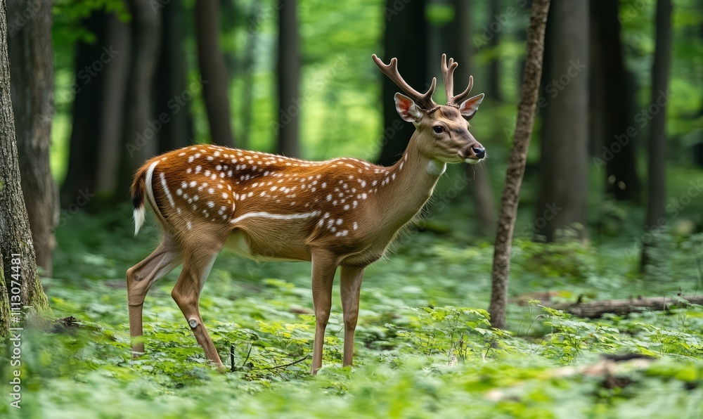 Bialowieza Forest in Poland provides a haven for deer amid lush woodlands Bialowieza Forest in Poland provides a haven for deer amid lush woodlands