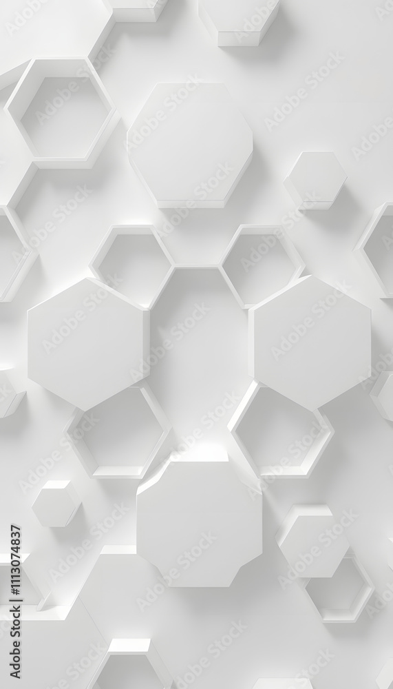Abstract background, hexagons in different heights, top view, white, 3D rendering isolated with white highlights, png Abstract background, hexagons in different heights, top view, white, 3D rendering isolated with white highlights, png
