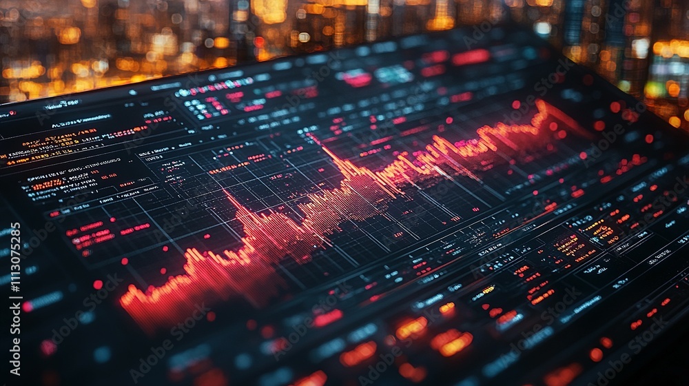 Red Stock Market Data Display On Laptop Screen Red Stock Market Data Display On Laptop Screen