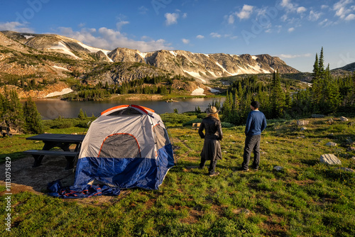 Tent camping in the Snowy Range; Wyoming