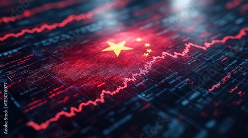 Wallpaper Mural China Flag Overlaid on Stock Market Data Graphs Torontodigital.ca