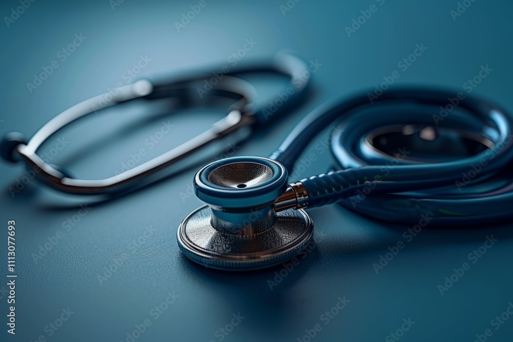 A detailed view of a stethoscope resting on a blue surface, symbolizing healthcare, professionalism, and medical care. . A detailed view of a stethoscope resting on a blue surface, symbolizing healthcare, professionalism, and medical care. .