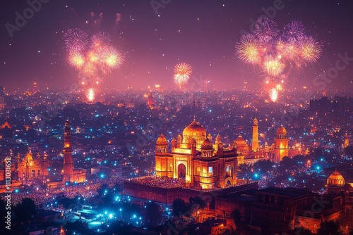 Vibrant New Year fireworks light up Delhi skyline in festive celebration at night