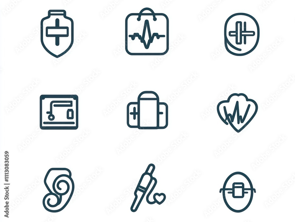 Healthcare and medical line icon set, perfect for web and mobile designs Healthcare and medical line icon set, perfect for web and mobile designs
