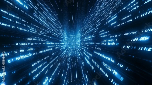 Abstract Digital Data Stream Tunnel Visualization