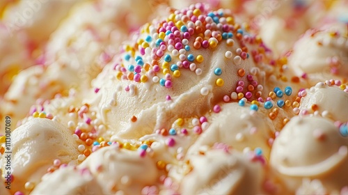 Creamy Ice Cream Topped With Colorful Sprinkles photo