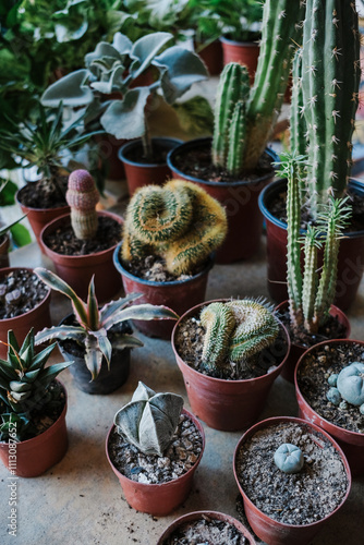 Plants in pots standing in the pots during the flea market photo