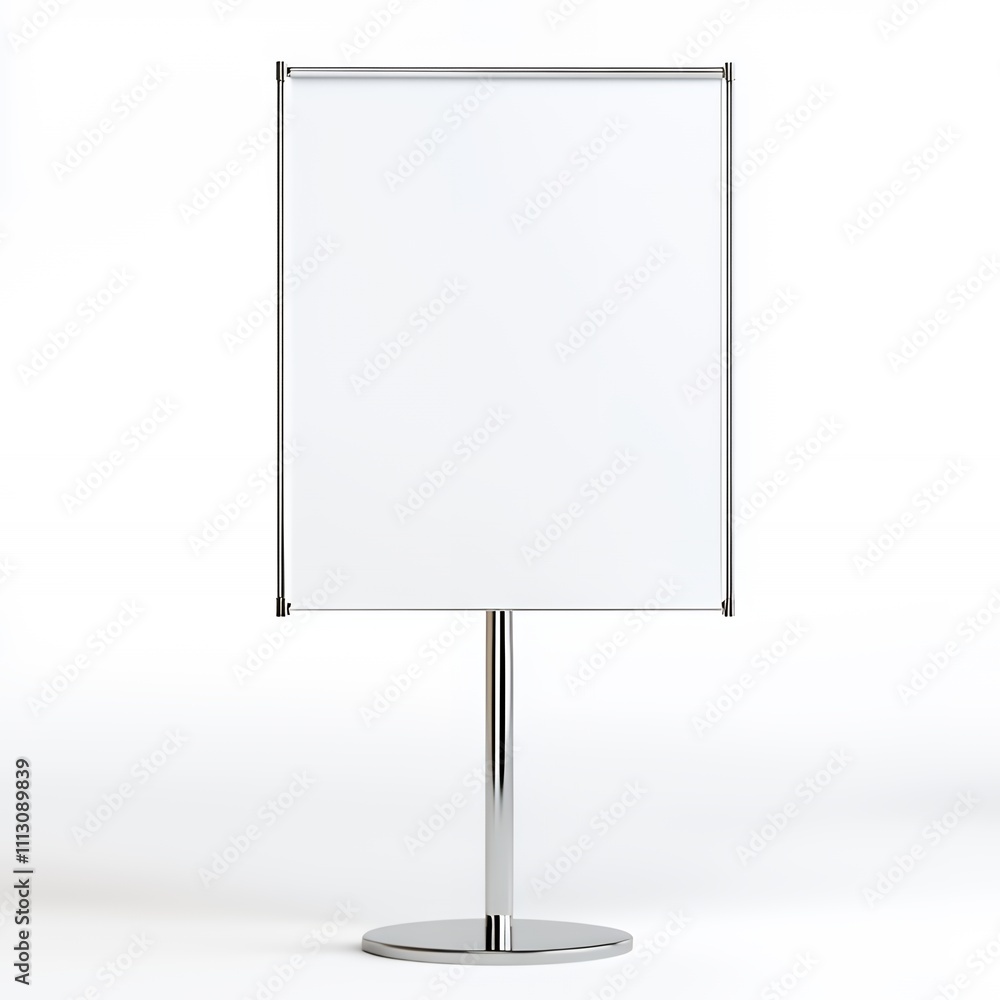 A blank signage board on a sleek stand, suitable for presentations or advertisements. A blank signage board on a sleek stand, suitable for presentations or advertisements.