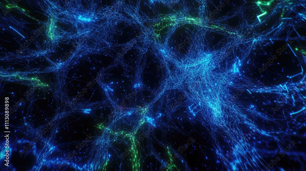 Abstract Blue and Green Network Design with Bright Glowing Lines Abstract Blue and Green Network Design with Bright Glowing Lines