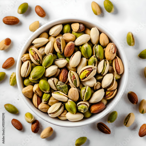 Wallpaper Mural Roasted Nuts And Salted Pistachios In White Ceramic Bowl Torontodigital.ca