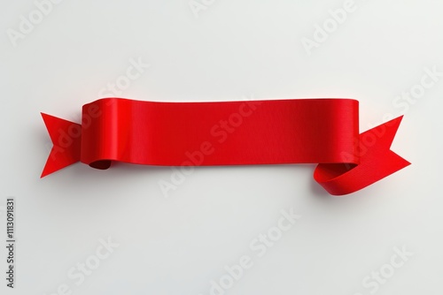 Red Ribbon Banner Clipart on White Background photo