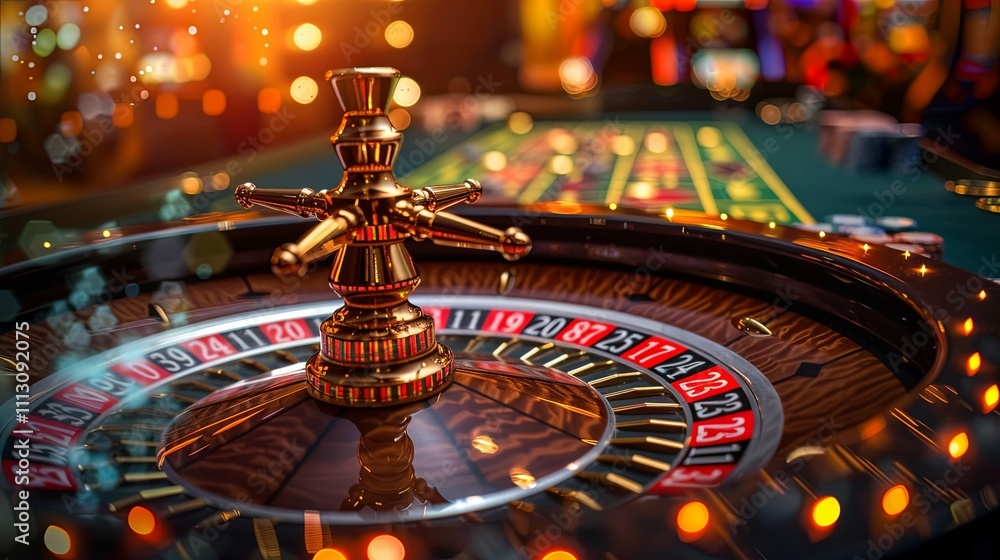 Close-up of a Roulette Wheel in a Casino Setting Close-up of a Roulette Wheel in a Casino Setting