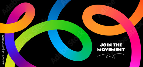 Abstract Background with Color Gradient Line Pattern. 3D Shape Graphic Element. Vector Design with Curve and Spiral Ribbon Waves