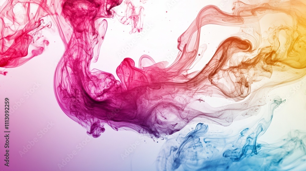 Fototapeta premium Abstract colorful ink swirling on a white background