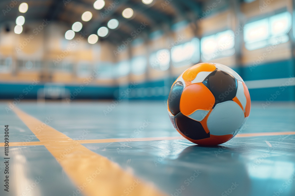 Handball Copy Space with Ball and Court Lines for Competitive Sport Concepts in Stadium or Training Field Handball Copy Space with Ball and Court Lines for Competitive Sport Concepts in Stadium or Training Field